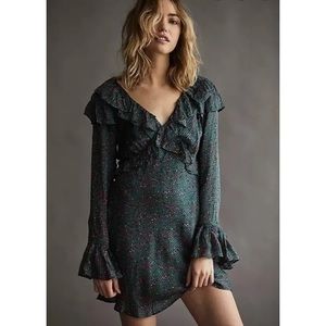 Free People Sweetest Thing Mini green floral mini dress